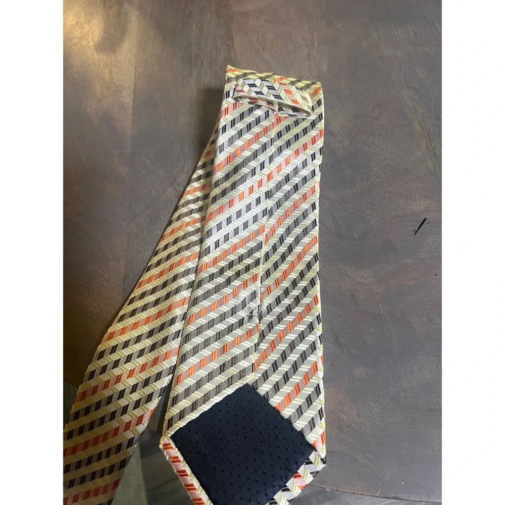 Unbranded Mens Necktie Hand‎ Made Diagonal Stripe Orange One Size